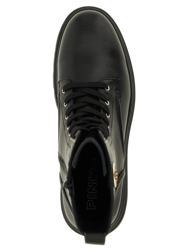 PINKO Sample Sale | PINKO Black Cowhide Lace-Up Boots - | Designer outlet