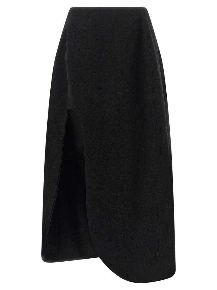Jil Sander Sample Sale | Jil Sander Black Virgin Wool Midi Skirt - | Designer outlet