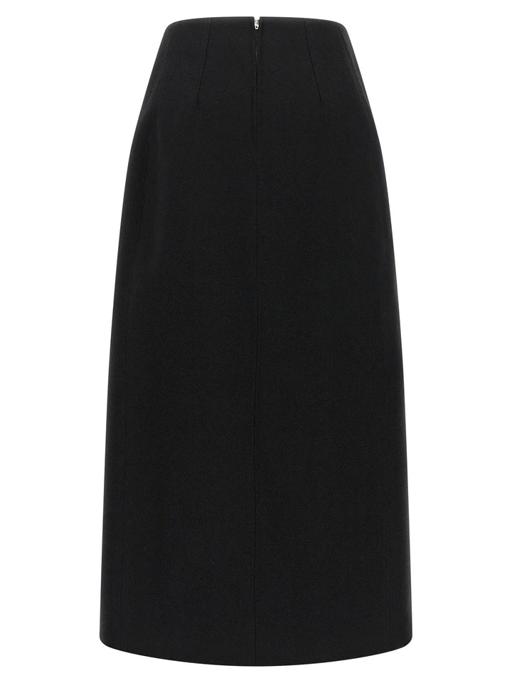 Jil Sander Sample Sale | Jil Sander Black Virgin Wool Midi Skirt - | Designer outlet