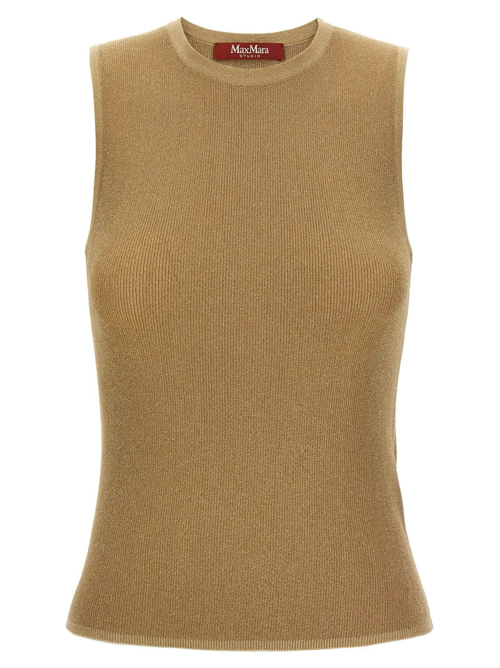 Max Mara Sample Sale | Max Mara Gold Polyamide Sleeveles T-Shirt - | Designer outlet