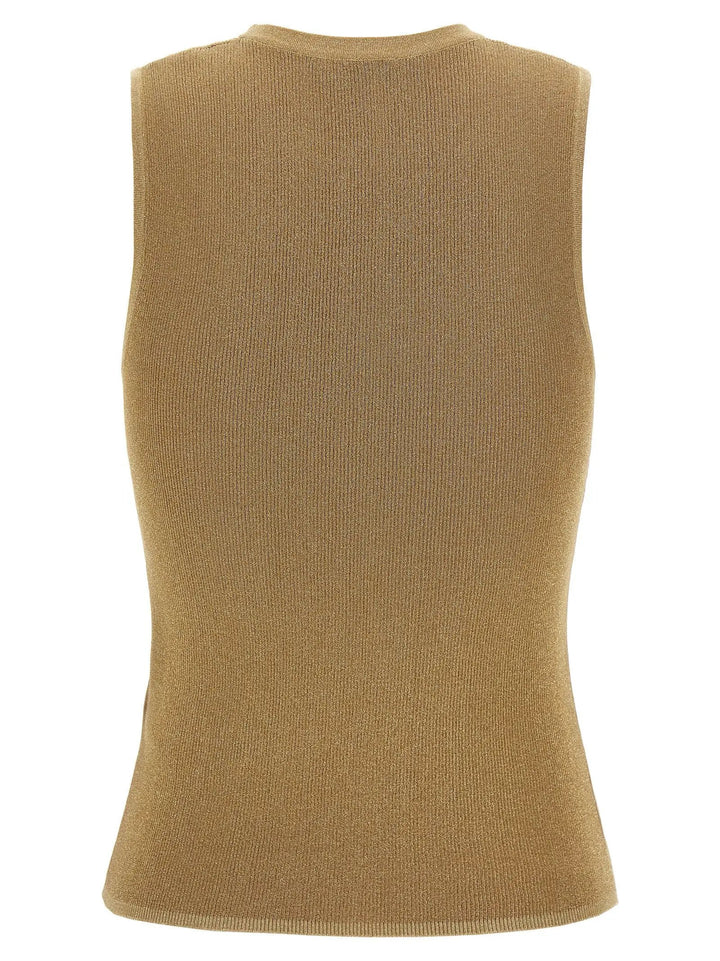 Max Mara Sample Sale | Max Mara Gold Polyamide Sleeveles T-Shirt - | Designer outlet
