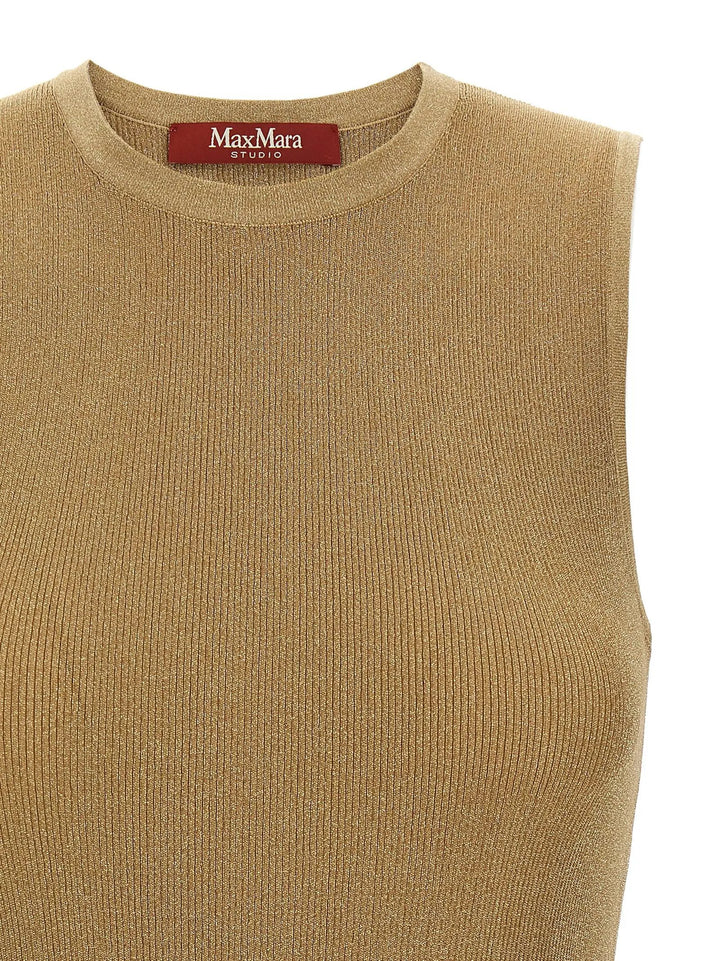 Max Mara Sample Sale | Max Mara Gold Polyamide Sleeveles T-Shirt - | Designer outlet