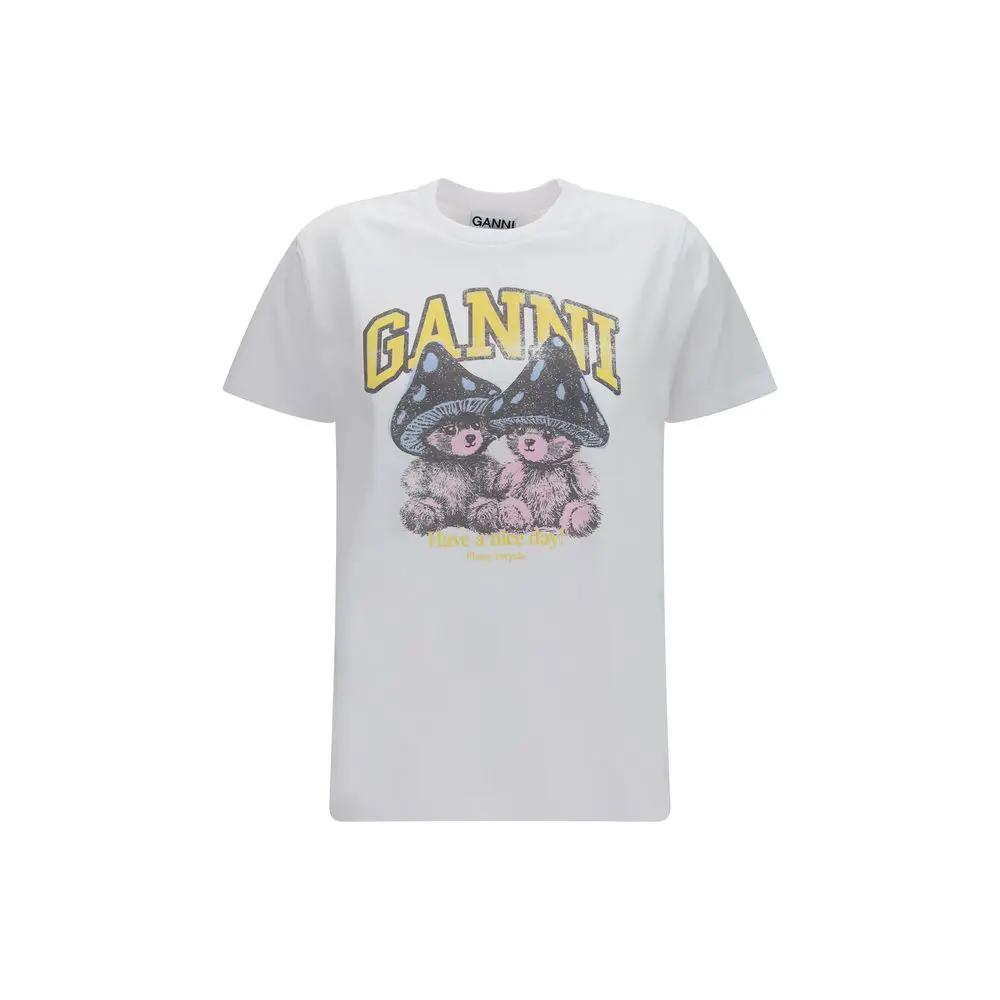 Ganni Sample Sale | Ganni White Cotton T-Shirt - | Designer outlet