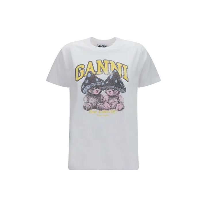 Ganni Sample Sale | Ganni White Cotton T-Shirt - | Designer outlet