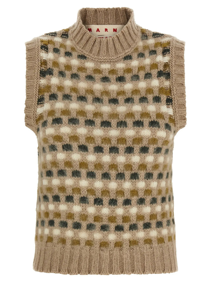 Marni Sample Sale | Marni Beige Wool Sleeveless Jacket - | Designer outlet