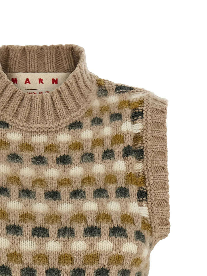 Marni Sample Sale | Marni Beige Wool Sleeveless Jacket - | Designer outlet