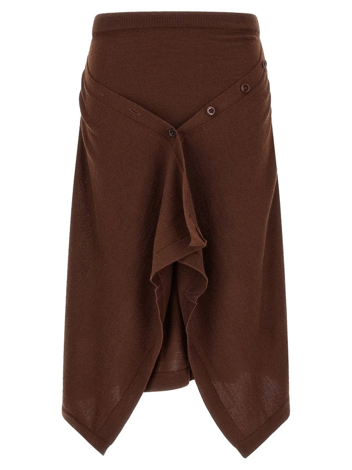 Lemaire Sample Sale | Lemaire Brown Wool Midi Skirt - | Designer outlet