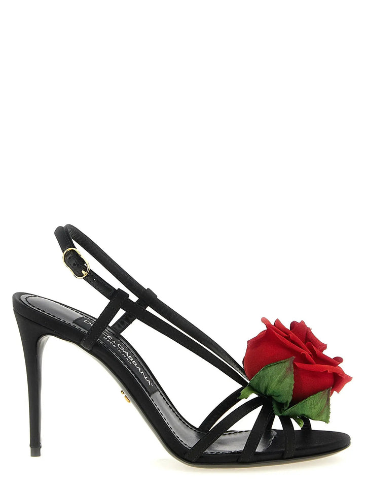 Dolce &amp; Gabbana Sample Sale | Dolce &amp; Gabbana Black Viscose Stiletto Heel Sandals - | Designer outlet