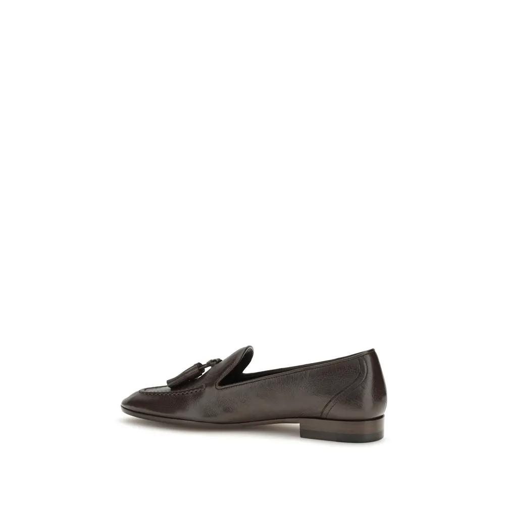 The Row Sample Sale | The Row Brown Calf Leather Bos Taurus Slip-On Loafers - | Designer outlet