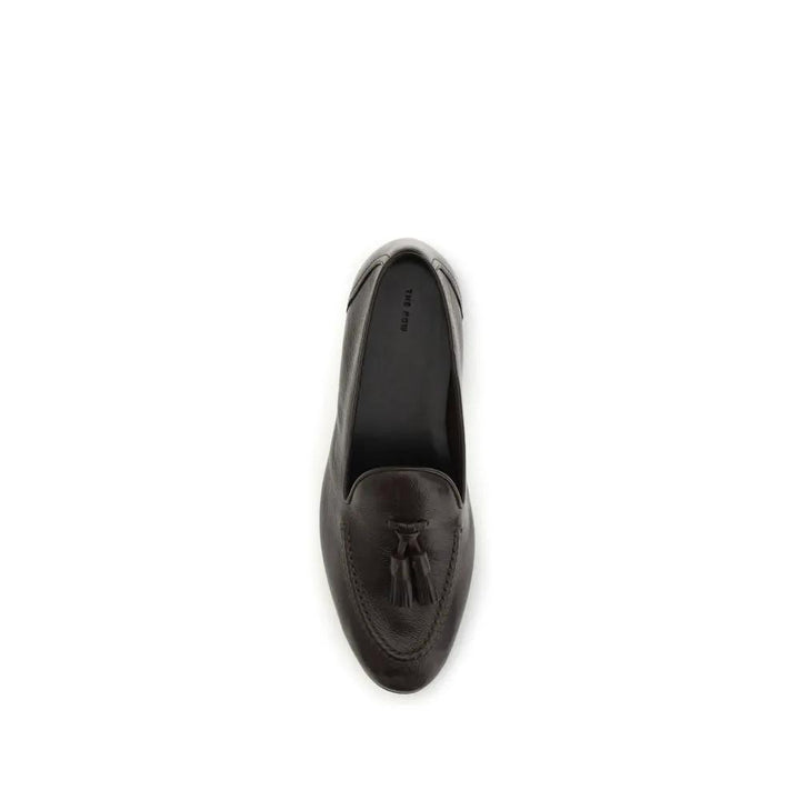 The Row Sample Sale | The Row Brown Calf Leather Bos Taurus Slip-On Loafers - | Designer outlet