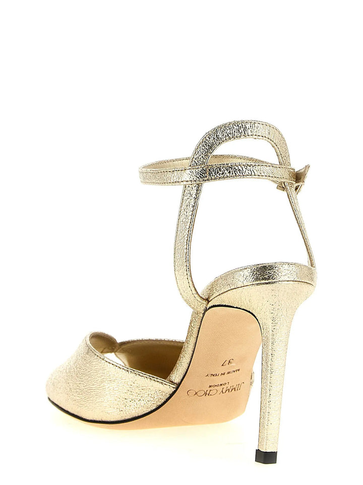Jimmy Choo Sample Sale | Jimmy Choo Gold Goatskin Stiletto Heel Sandals - | Designer outlet