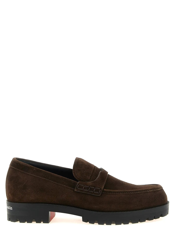 Christian Louboutin Sample Sale | Christian Louboutin Brown Calfskin Slip-On Loafers - | Designer outlet