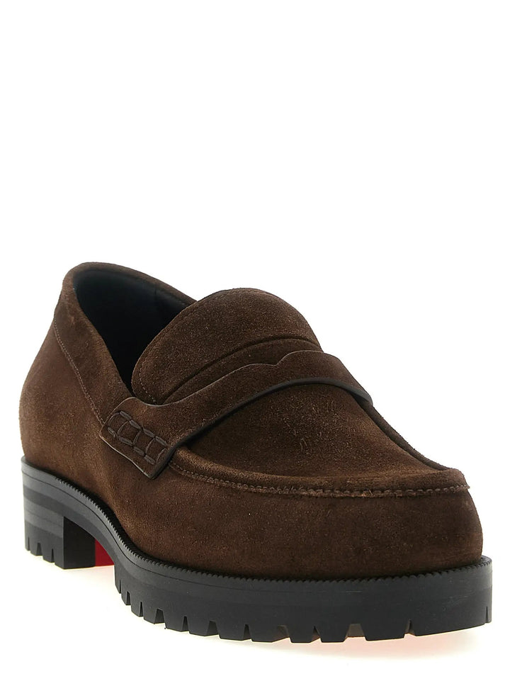 Christian Louboutin Sample Sale | Christian Louboutin Brown Calfskin Slip-On Loafers - | Designer outlet