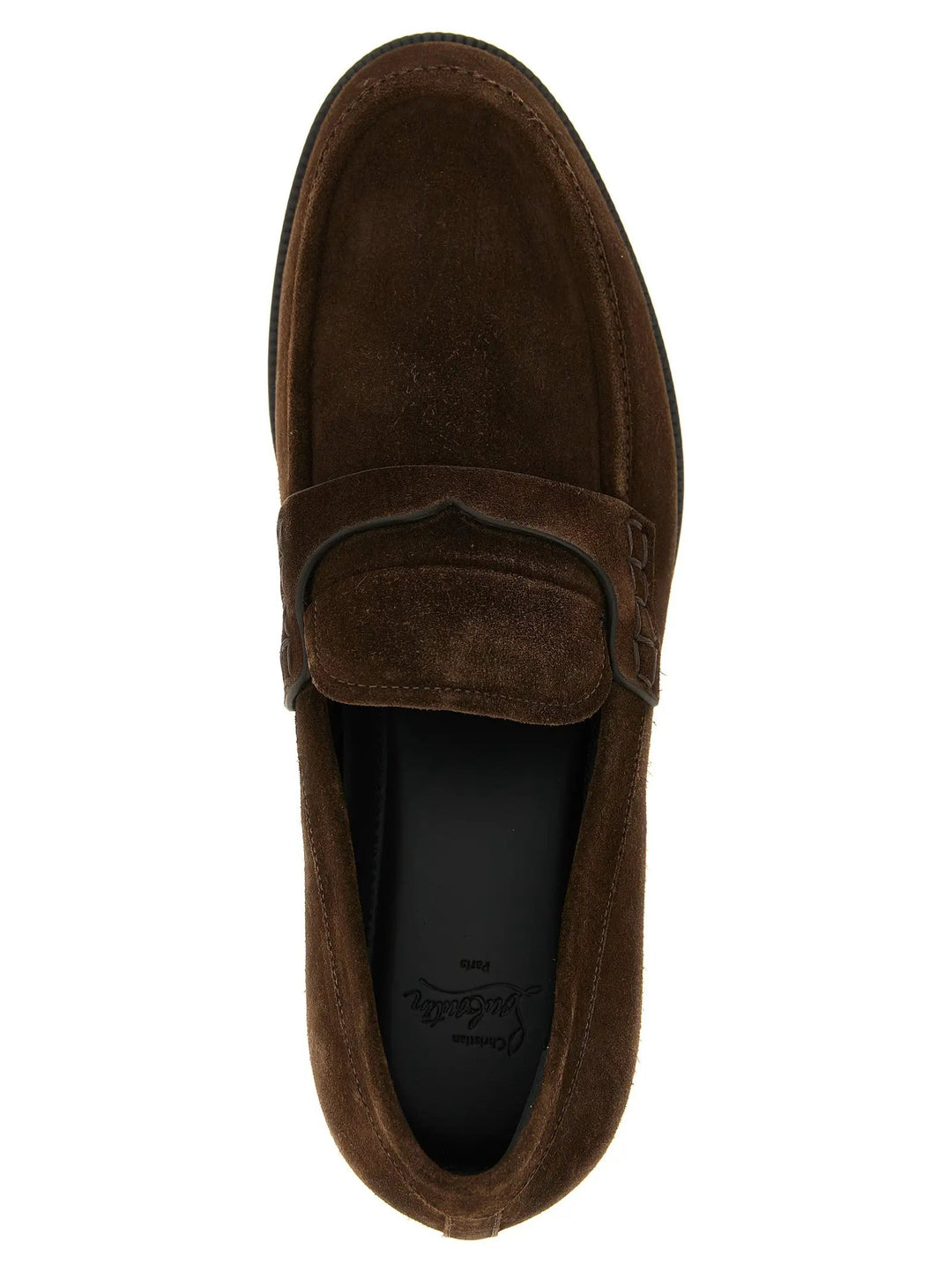 Christian Louboutin Sample Sale | Christian Louboutin Brown Calfskin Slip-On Loafers - | Designer outlet