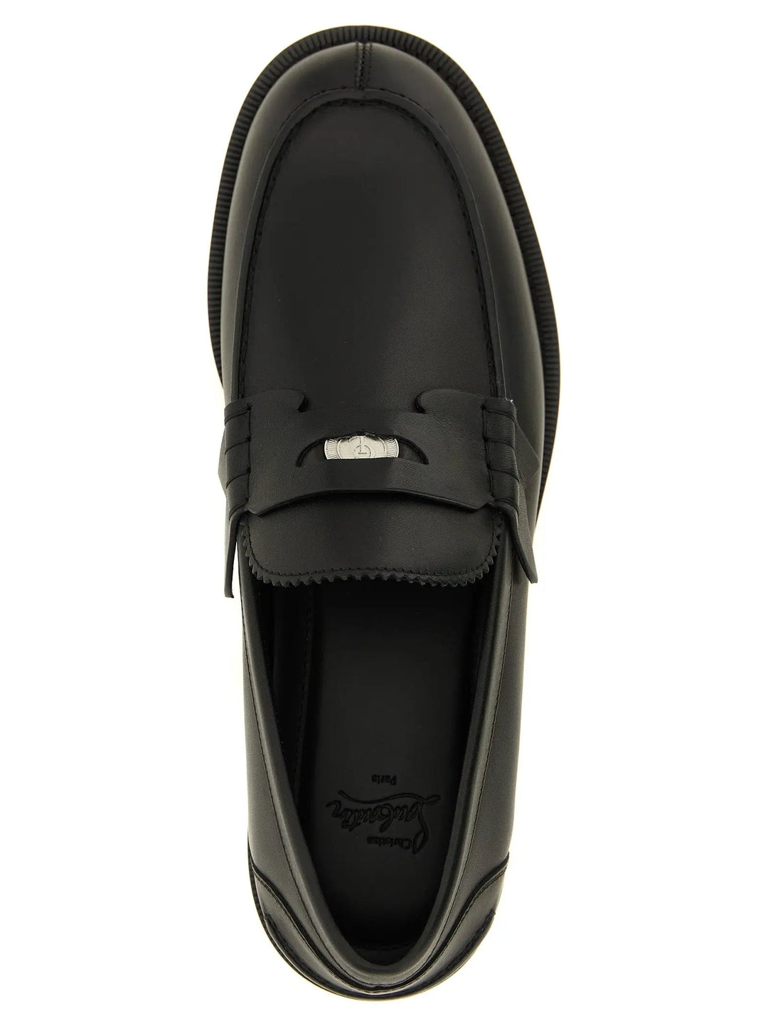 Christian Louboutin Sample Sale | Christian Louboutin Black Calfskin Slip-On Loafers - | Designer outlet
