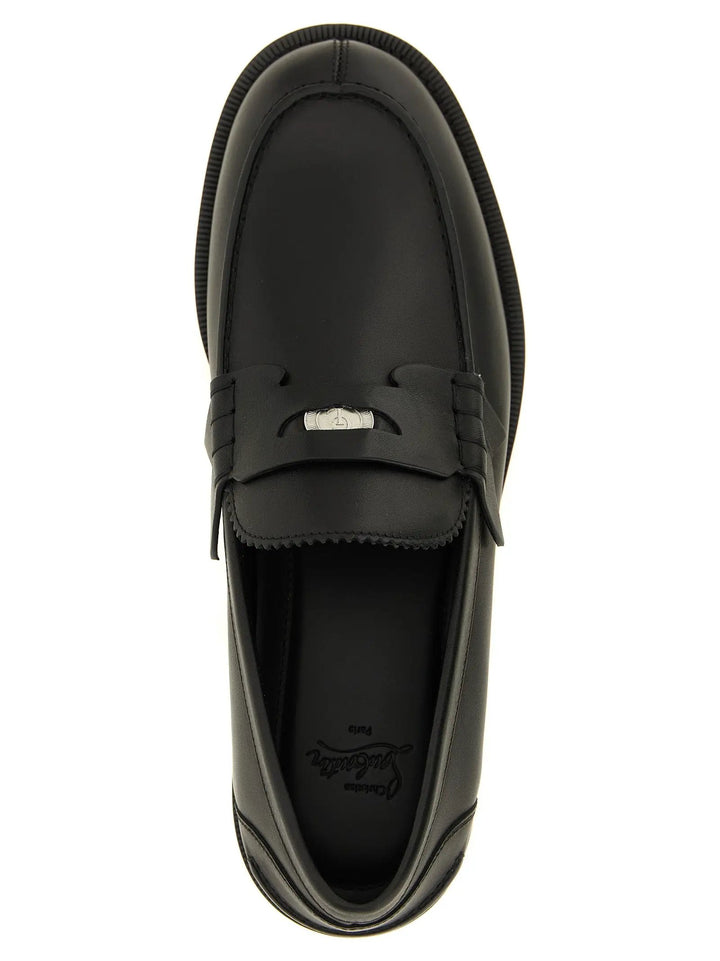 Christian Louboutin Sample Sale | Christian Louboutin Black Calfskin Slip-On Loafers - | Designer outlet