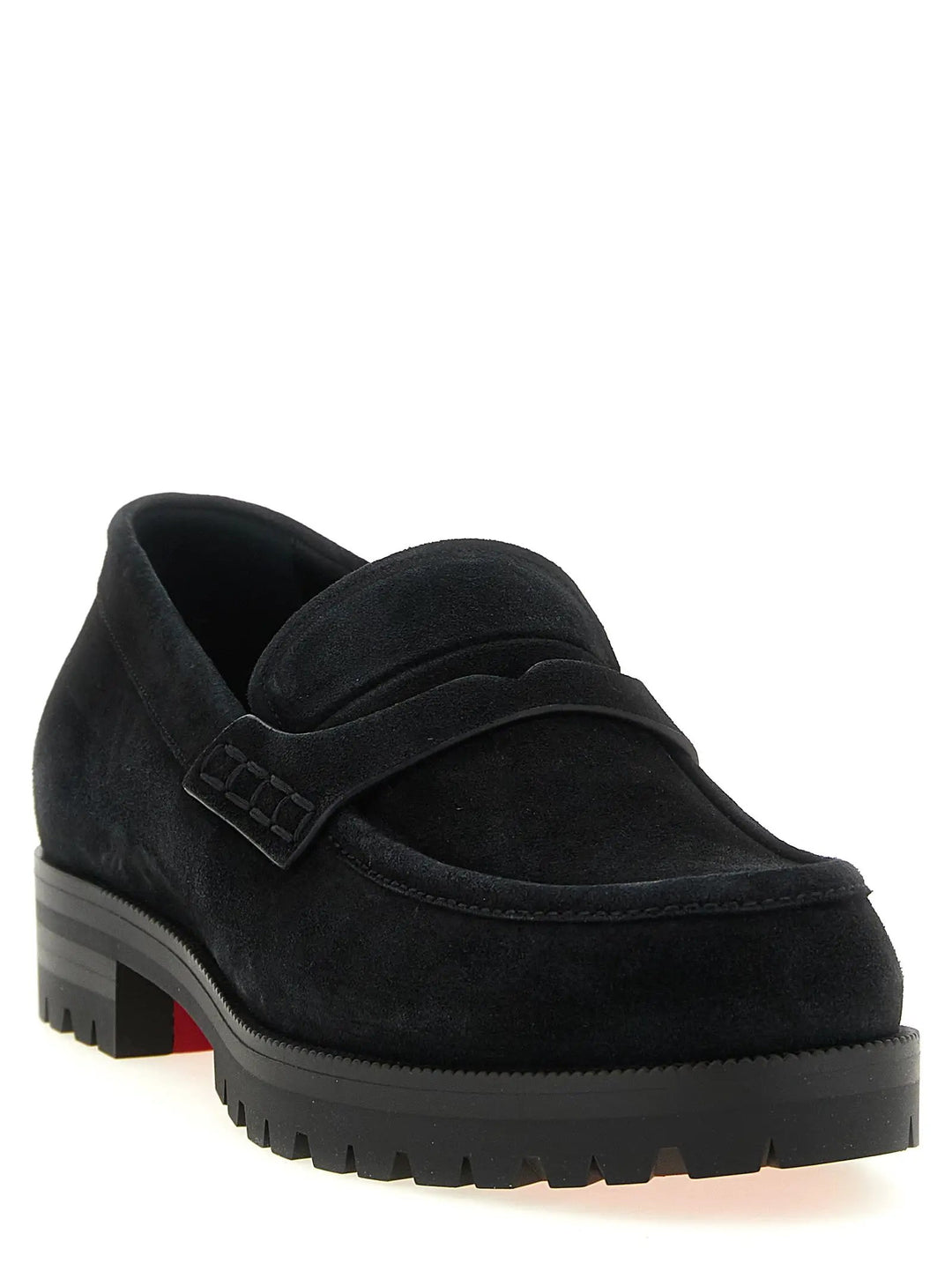 Christian Louboutin Sample Sale | Christian Louboutin Black Calfskin Slip-On Loafers - | Designer outlet