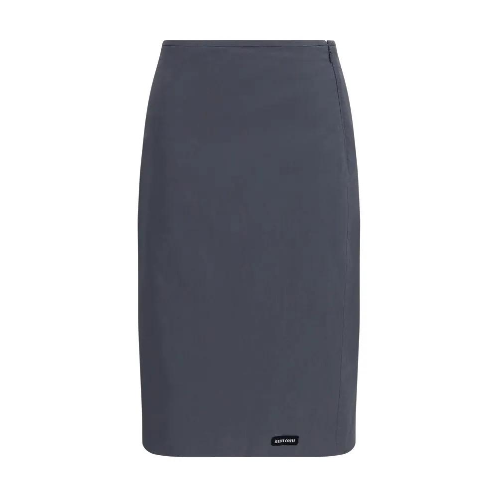 Miu Miu Sample Sale | Miu Miu Gray Cotton Midi Skirt - | Designer outlet