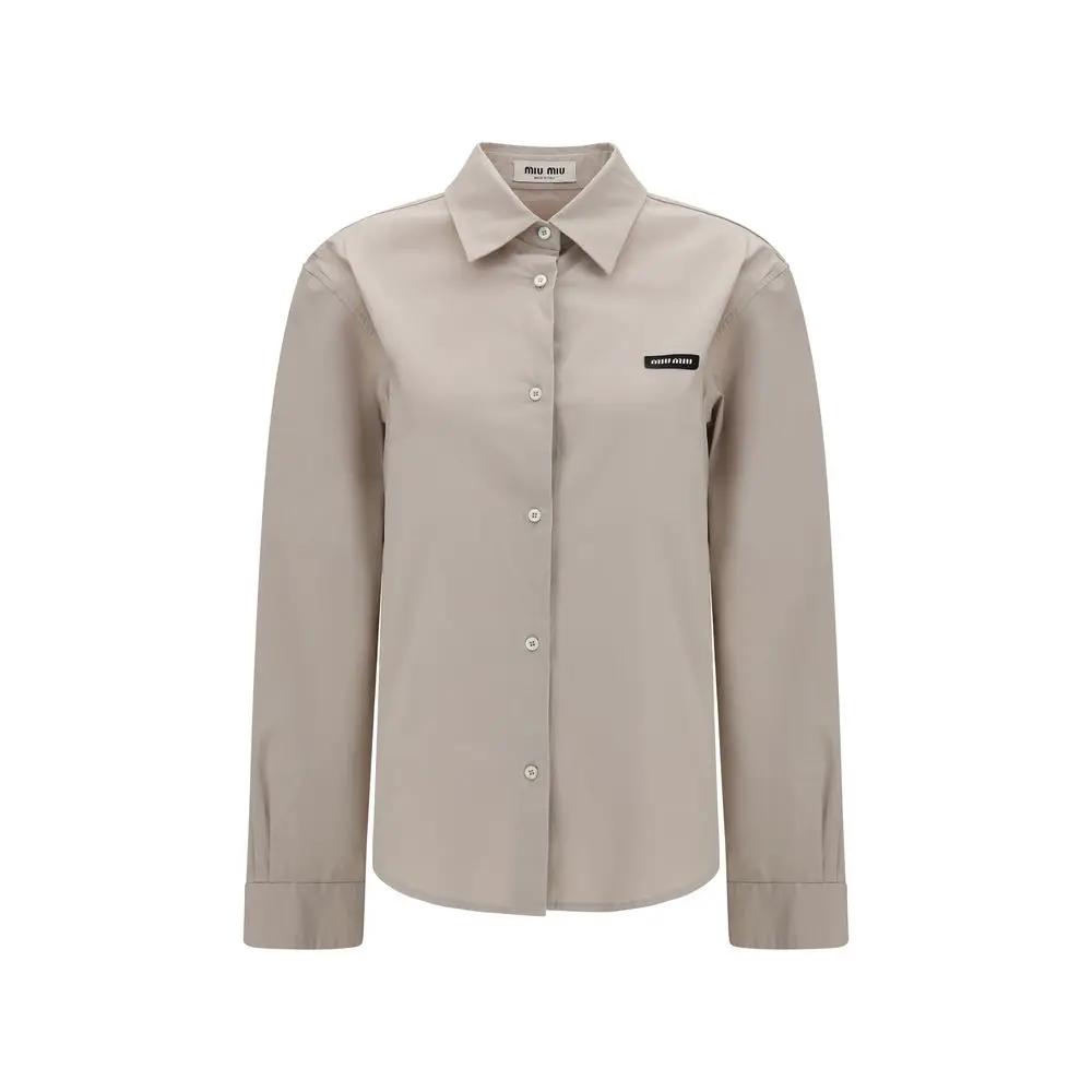 Miu Miu Sample Sale | Miu Miu Gray Cotton Dress Shirt - | Designer outlet