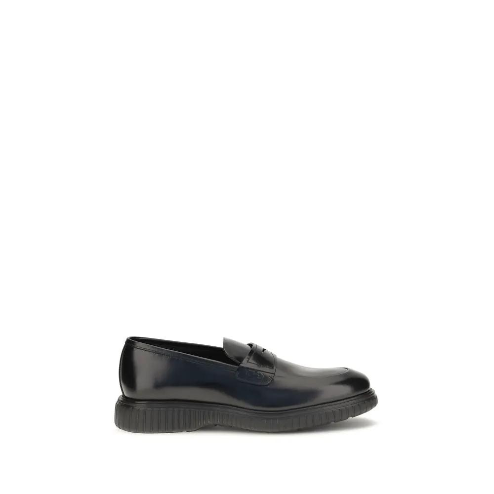 Ferragamo Sample Sale | Ferragamo Black Calf Leather Bos Taurus Slip-On Loafers - | Designer outlet