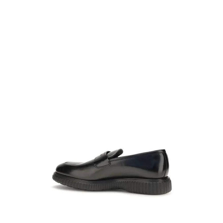 Ferragamo Sample Sale | Ferragamo Black Calf Leather Bos Taurus Slip-On Loafers - | Designer outlet