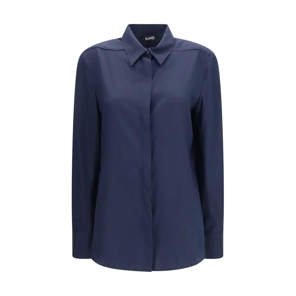 Ella Sample Sale | Ella Blue Silk Dress Shirt - | Designer outlet
