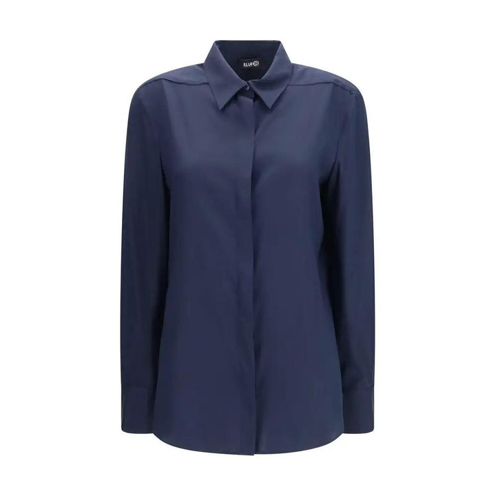 Ella Sample Sale | Ella Blue Silk Dress Shirt - | Designer outlet