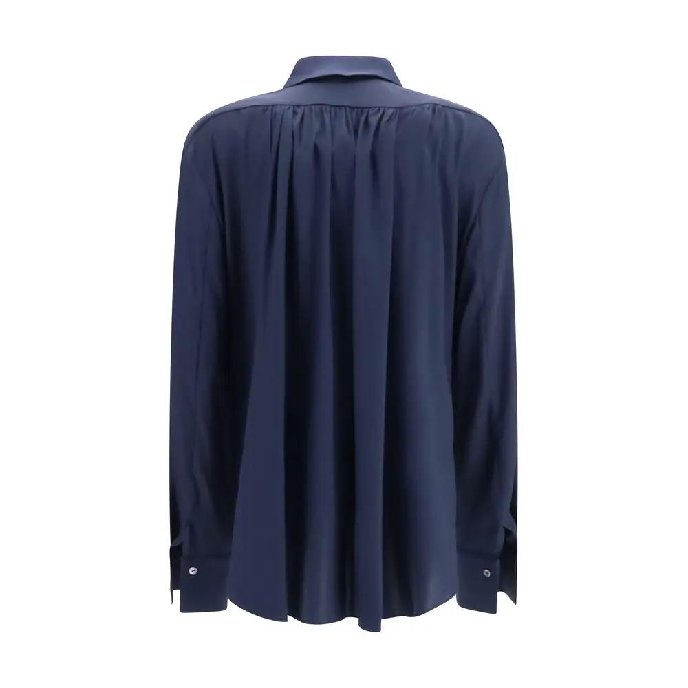 Ella Sample Sale | Ella Blue Silk Dress Shirt - | Designer outlet