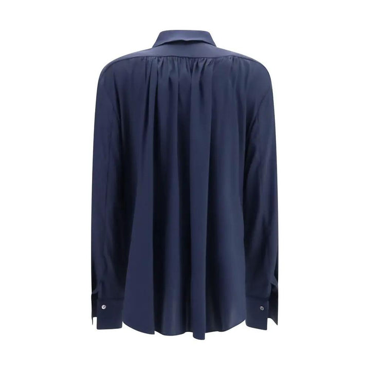 Ella Sample Sale | Ella Blue Silk Dress Shirt - | Designer outlet