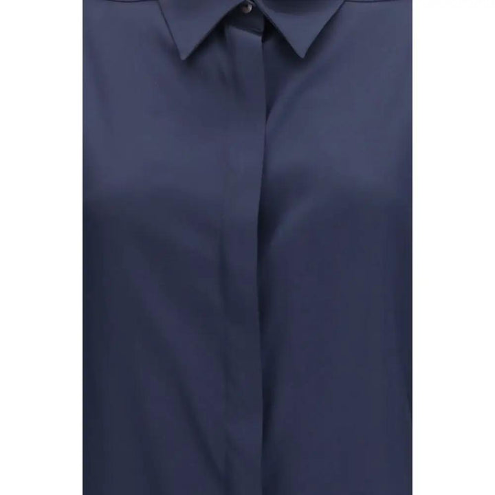 Ella Sample Sale | Ella Blue Silk Dress Shirt - | Designer outlet