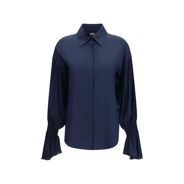 Ella Sample Sale | Ella Blue Silk Shirt - | Designer outlet