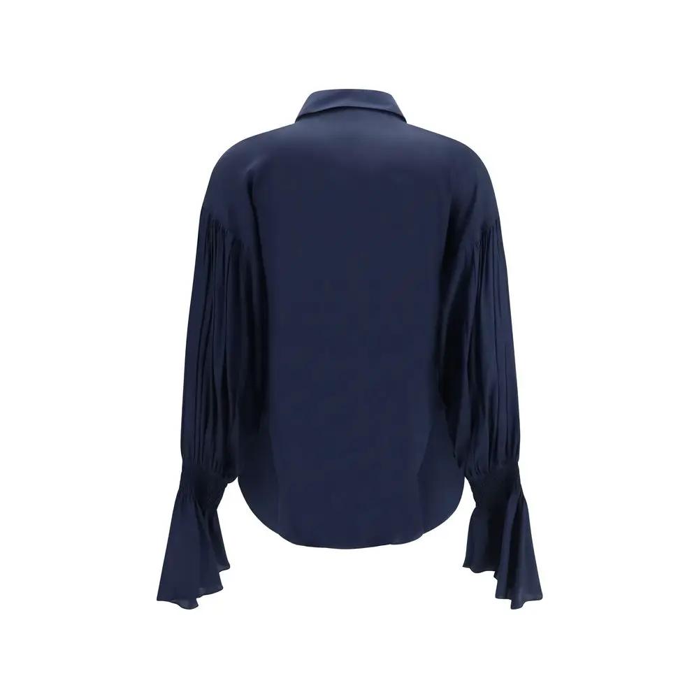 Ella Sample Sale | Ella Blue Silk Shirt - | Designer outlet