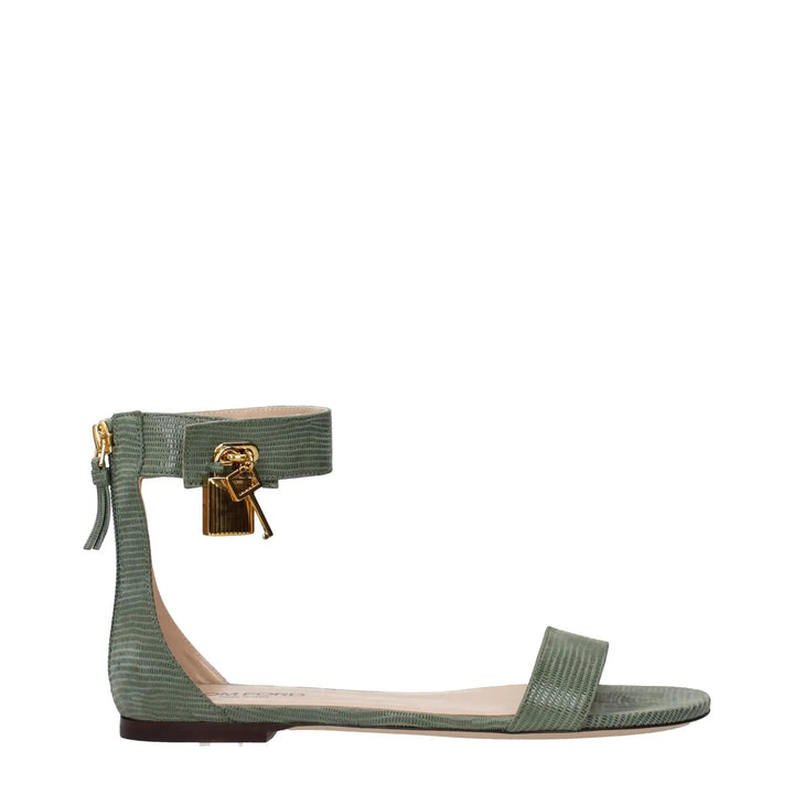 Tom Ford Sample Sale | Tom Ford Green Leather Flat Sandals - | Designer outlet
