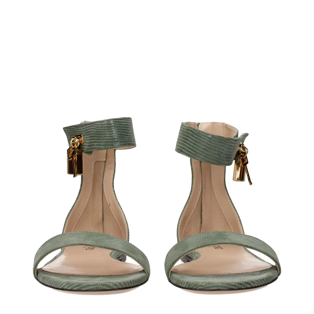 Tom Ford Sample Sale | Tom Ford Green Leather Flat Sandals - | Designer outlet