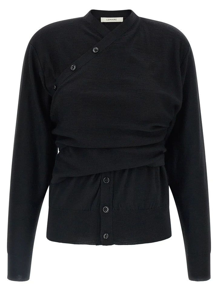 Lemaire Sample Sale | Lemaire Black Wool Cardigan - | Designer outlet