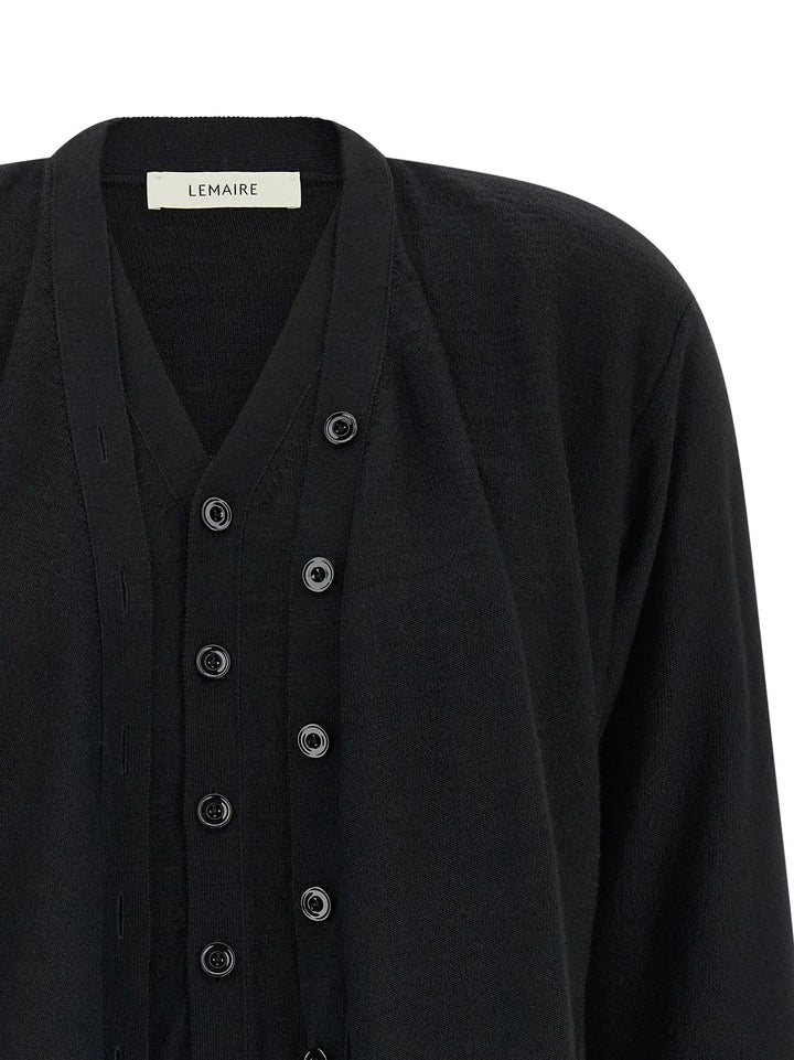 Lemaire Sample Sale | Lemaire Black Wool Cardigan - | Designer outlet