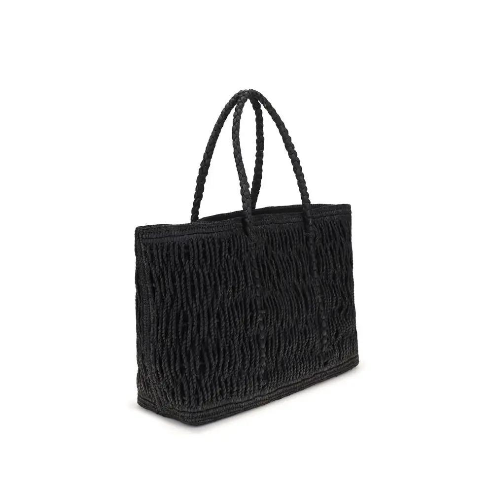 The Row Sample Sale | The Row Black Raffia Shoulder Bag - | Designer outlet