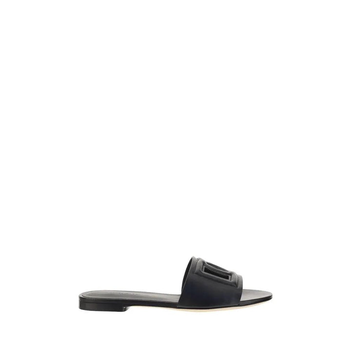 Dolce &amp; Gabbana Sample Sale | Dolce &amp; Gabbana Black Calf Leather Bos Taurus Flat Sandals - | Designer outlet