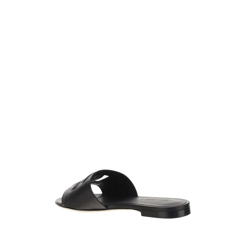 Dolce &amp; Gabbana Sample Sale | Dolce &amp; Gabbana Black Calf Leather Bos Taurus Flat Sandals - | Designer outlet