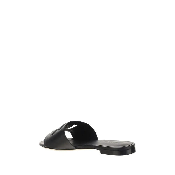 Dolce &amp; Gabbana Sample Sale | Dolce &amp; Gabbana Black Calf Leather Bos Taurus Flat Sandals - | Designer outlet