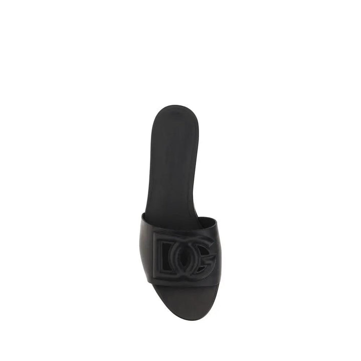 Dolce &amp; Gabbana Sample Sale | Dolce &amp; Gabbana Black Calf Leather Bos Taurus Flat Sandals - | Designer outlet