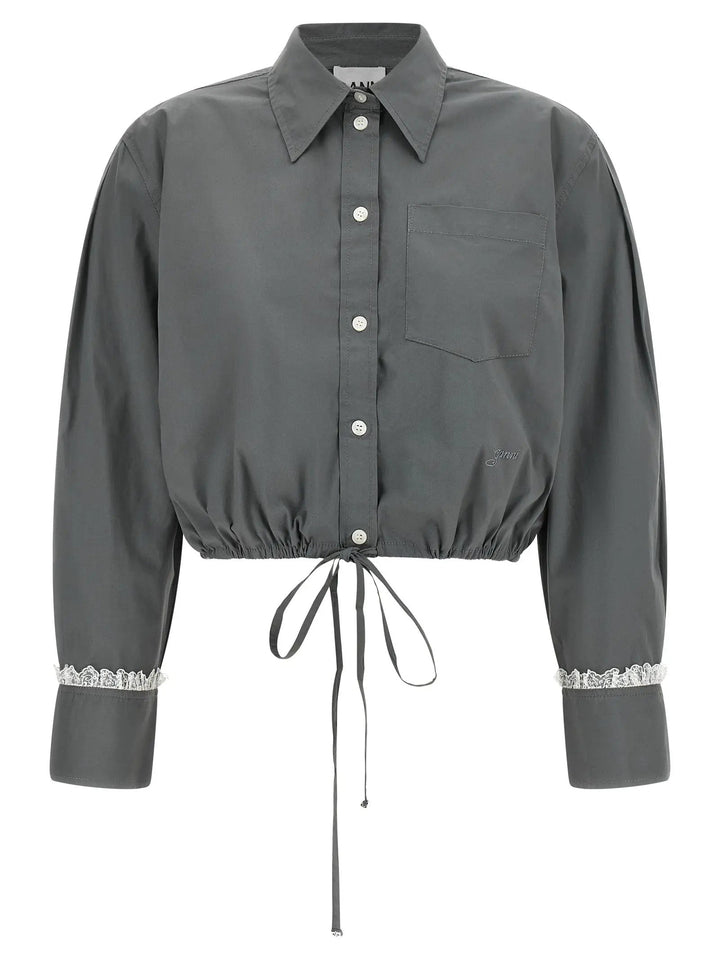 Ganni Sample Sale | Ganni Gray Cotton Blouse - | Designer outlet