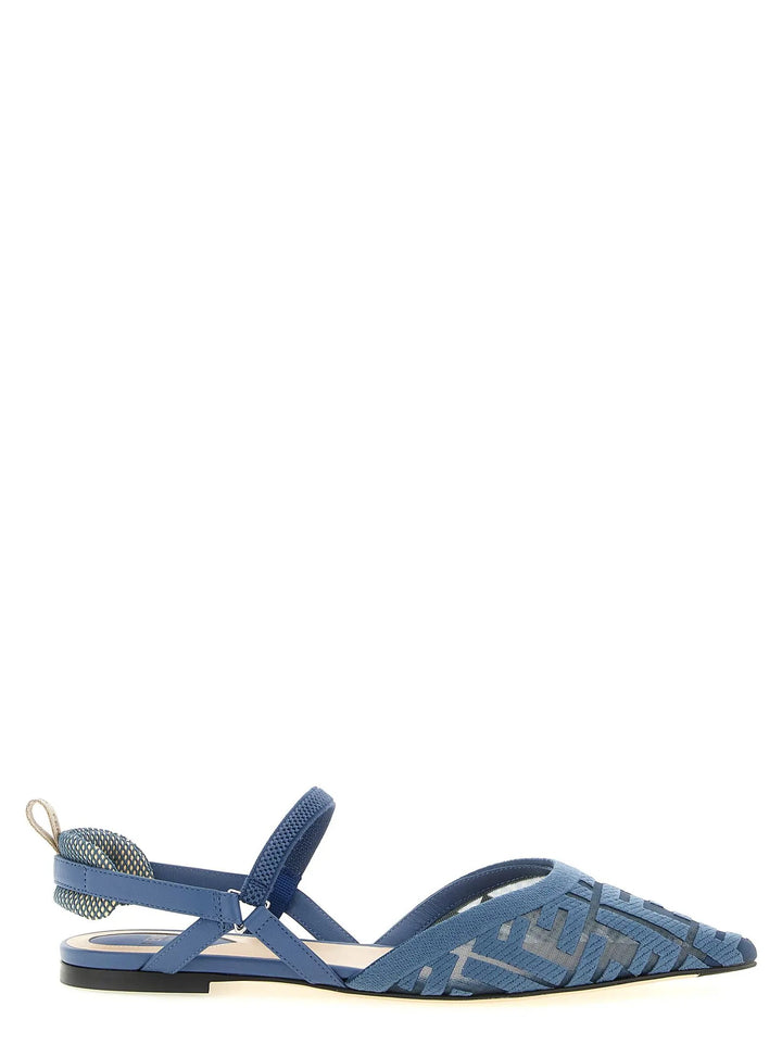 Fendi Sample Sale | Fendi Blue Polyamide Flat Sandals - | Designer outlet