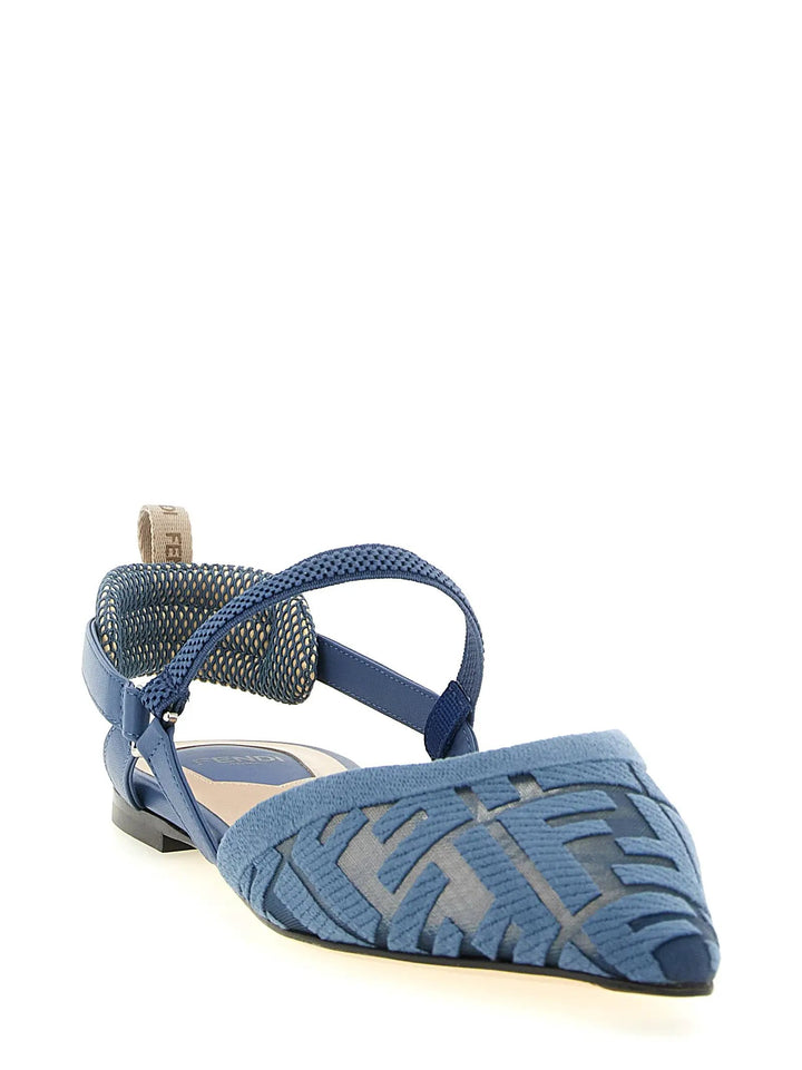 Fendi Sample Sale | Fendi Blue Polyamide Flat Sandals - | Designer outlet