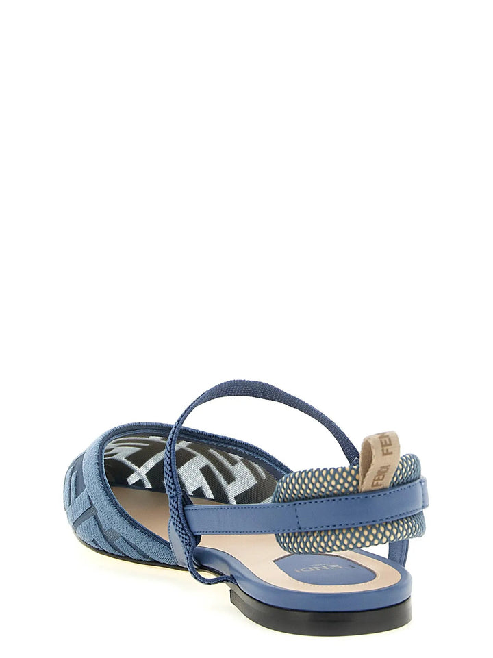 Fendi Sample Sale | Fendi Blue Polyamide Flat Sandals - | Designer outlet