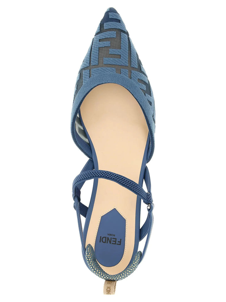 Fendi Sample Sale | Fendi Blue Polyamide Flat Sandals - | Designer outlet