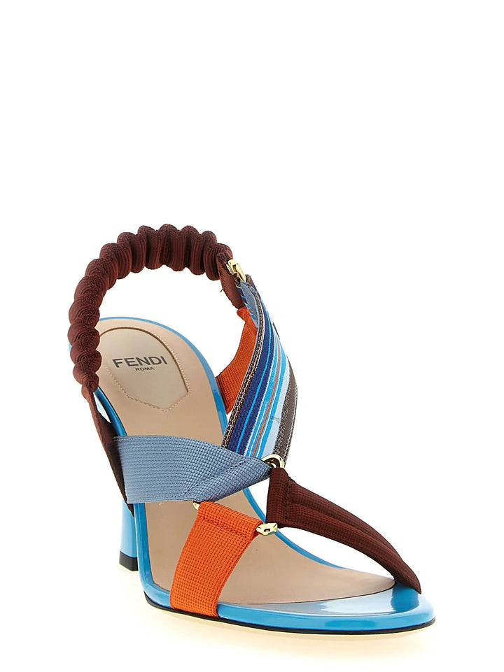 Fendi Sample Sale | Fendi Multicolor Viscose Strap-On Sandals - | Designer outlet
