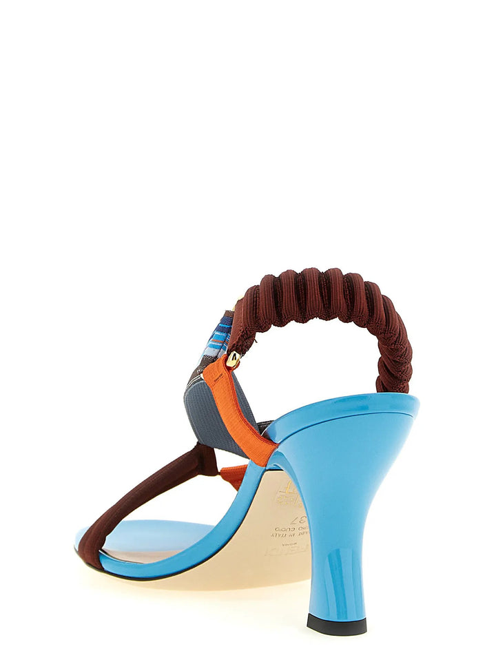 Fendi Sample Sale | Fendi Multicolor Viscose Strap-On Sandals - | Designer outlet