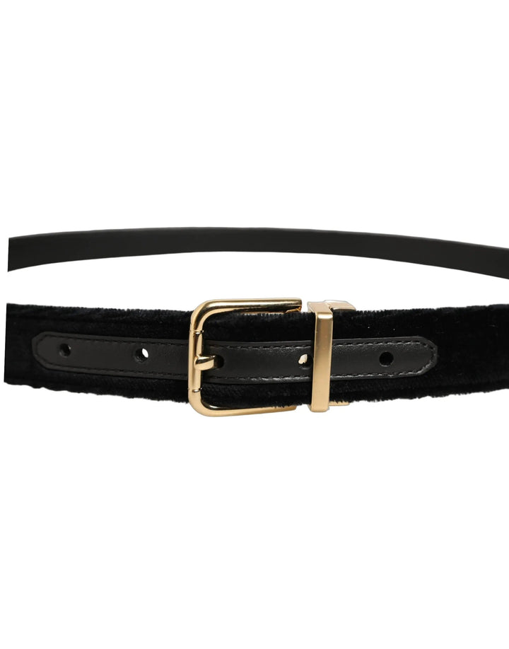 Dolce &amp; Gabbana Sample Sale | Dolce &amp; Gabbana Men Black Velvet Gold Tone Metal Buckle Belt - | Designer outlet