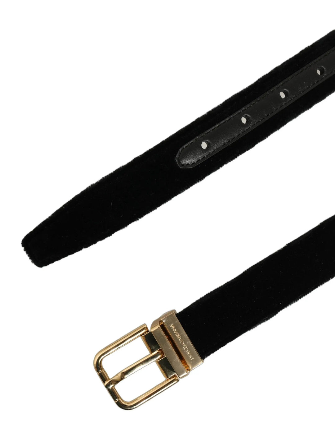 Dolce &amp; Gabbana Sample Sale | Dolce &amp; Gabbana Men Black Velvet Gold Tone Metal Buckle Belt - | Designer outlet